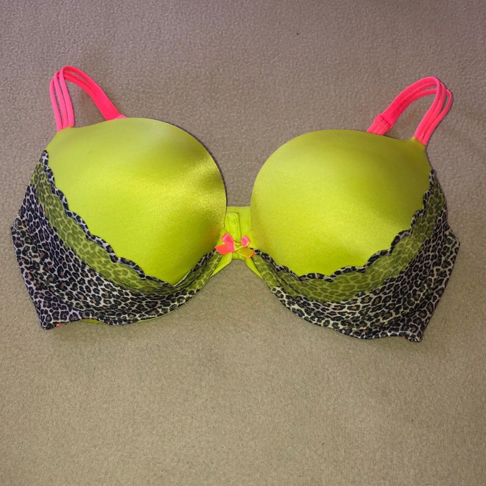Victoria Secret Neon Green Lepoard Print Bra